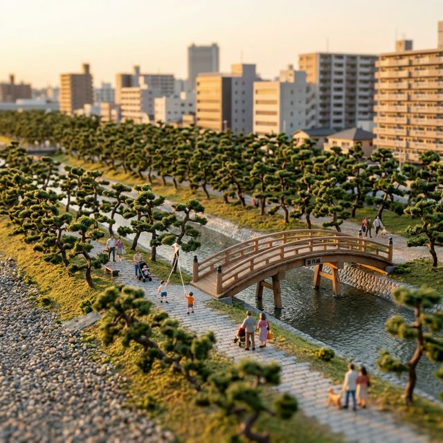 草加松原 朝の風景